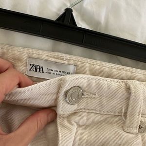 Beige denim mini skirt